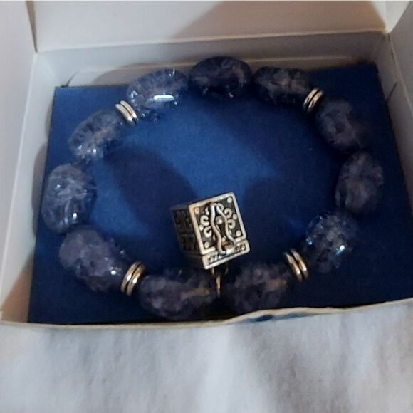 Avon 2004 Serenity Prayer Stretch  Bracelet Glass Beads Silver Prayer Box - Picture 9 of 9